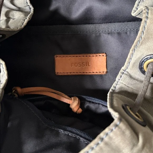 Olive and Brown Men's Backpack by Fossil. Padded Computer compartment. - Picture 4 of 5